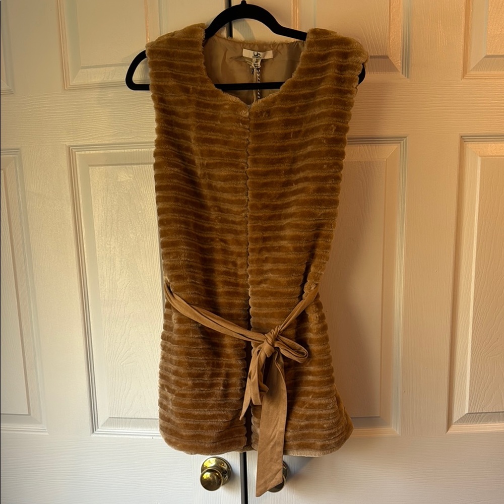 Camel Brown Faux Fur Vest